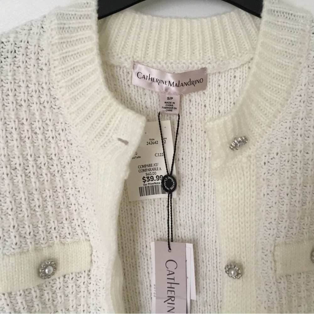 Catherine Malandrino White Knit Cardigan